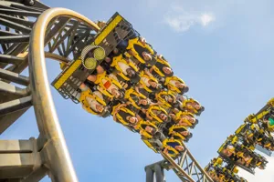 People on The Smiler at Alton Towers Resort
