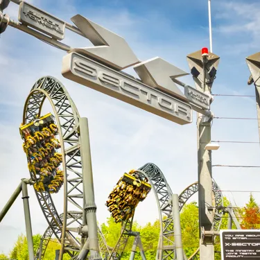 X-Sector entrance with The Smiler at Alton Towers Resort in the background